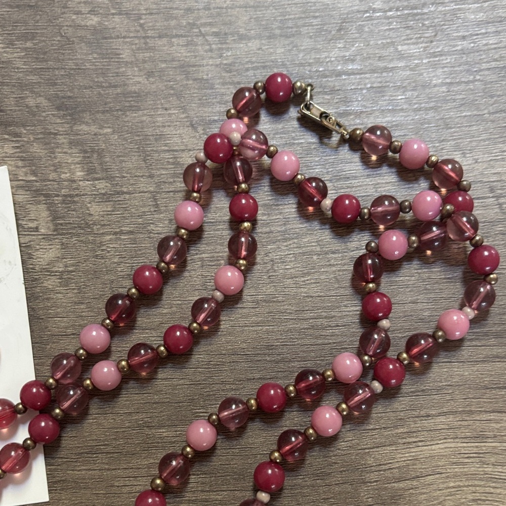 Pink Agate Drop Earrings + Beaded Necklace - Picture 6 of 6
